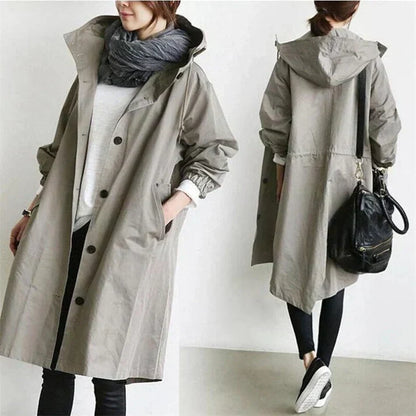 Mara – Hooded waterproof trenchcoat for rainy weather