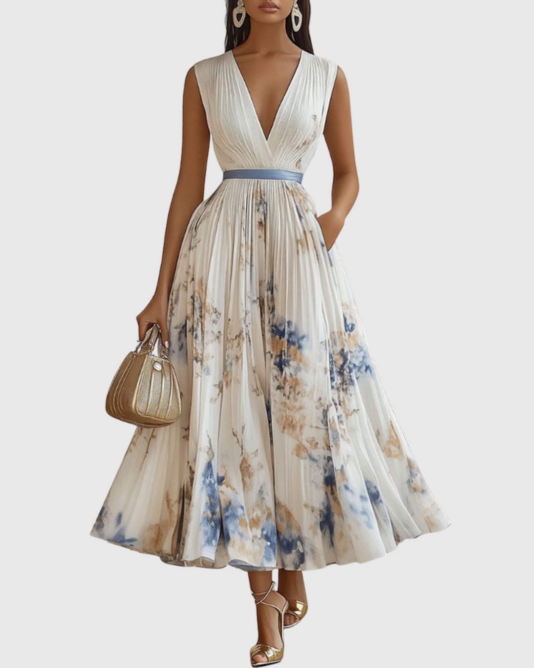 Adeline – Flowing Maxi Dress with Elegant Pleats