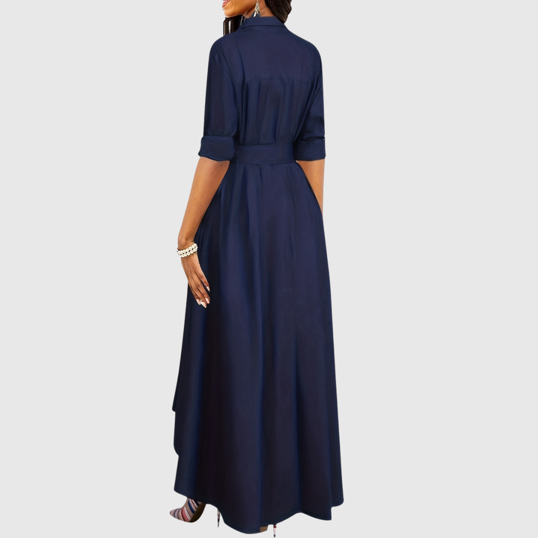 Livienne – Elegant Maxi Dress with Fitted Belt