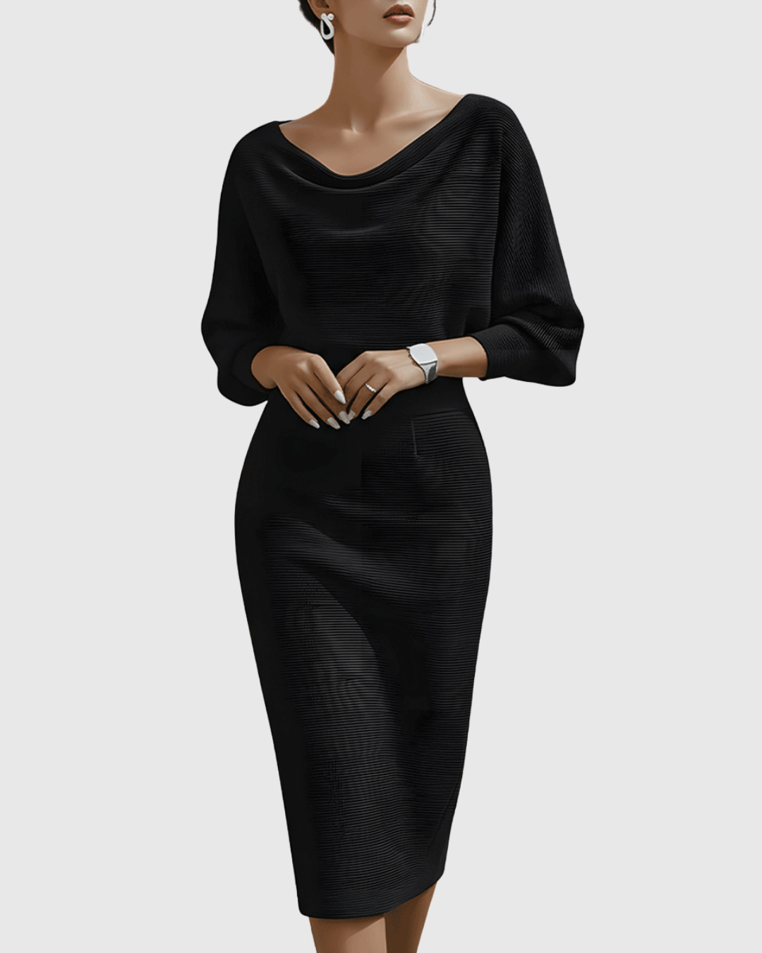 Danaya – Elegant Draped Midi Dress