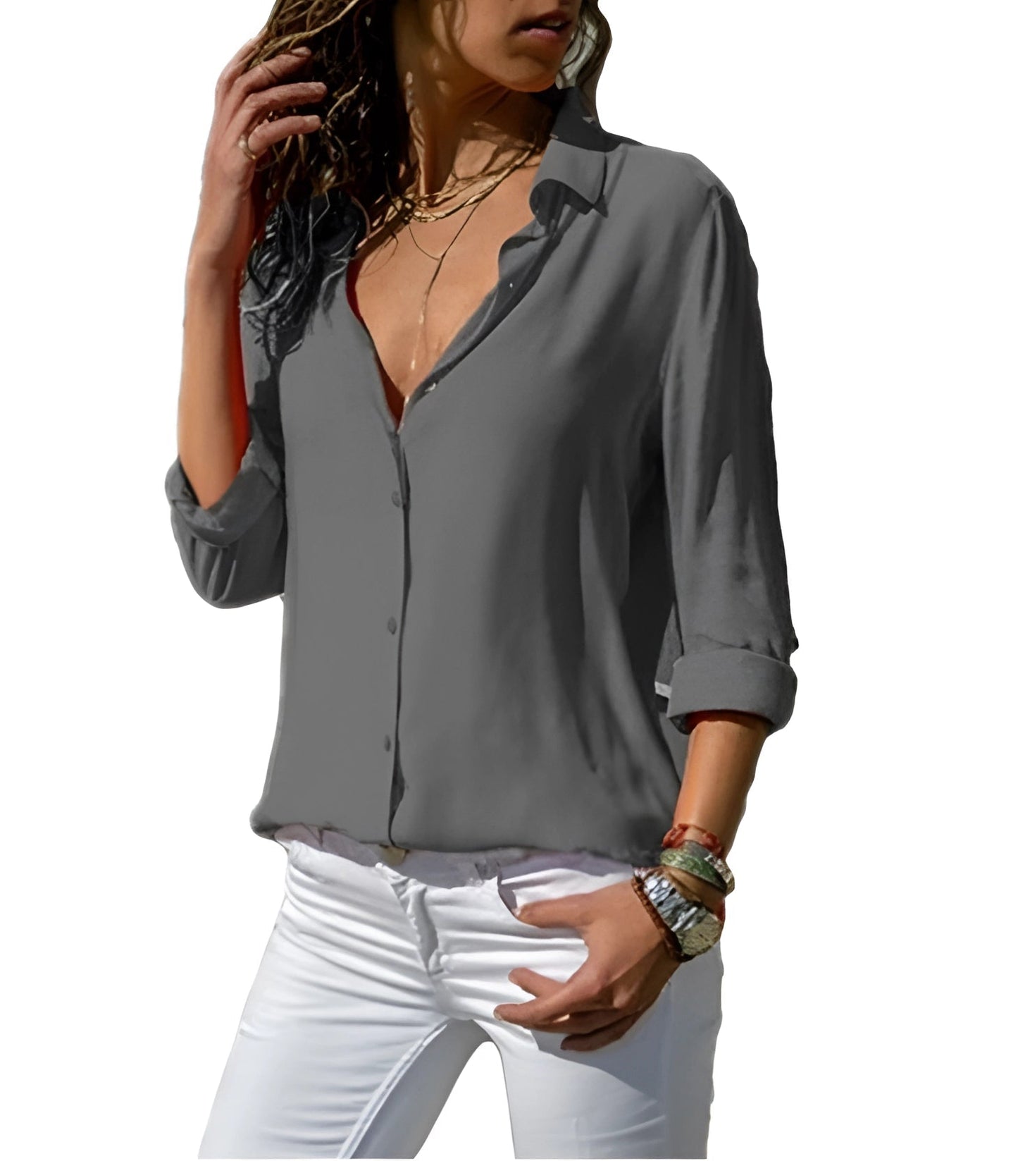 Ivy - Women's long-sleeved silk blouse