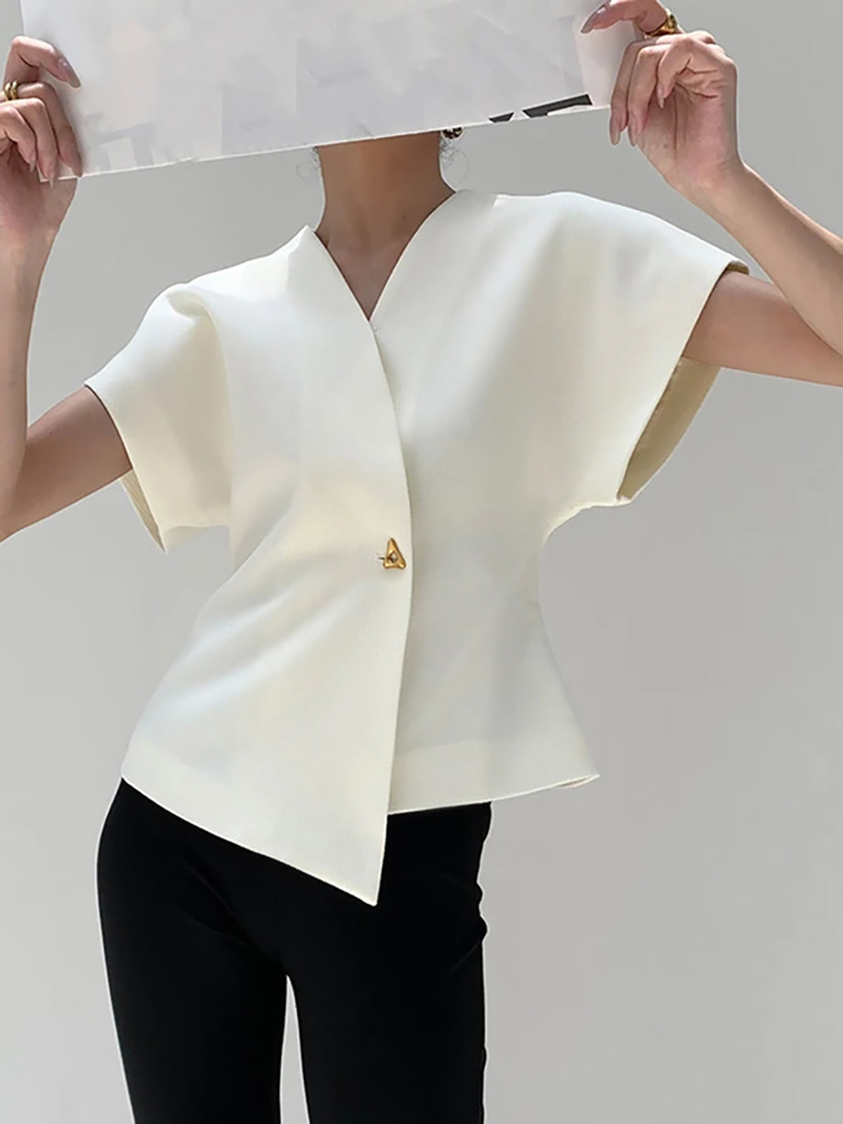 Leonie - V-Neck Blouse with Button Placket