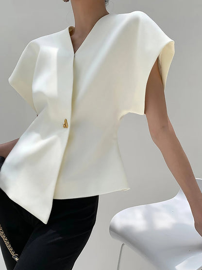 Leonie - V-Neck Blouse with Button Placket