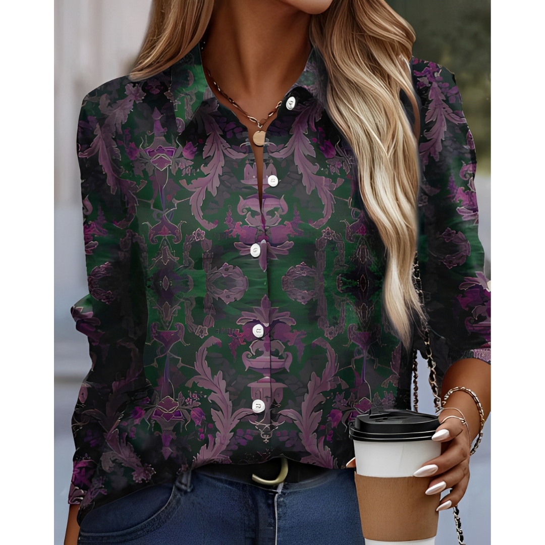 Elvie – Elegant Blouse with Bold Pattern