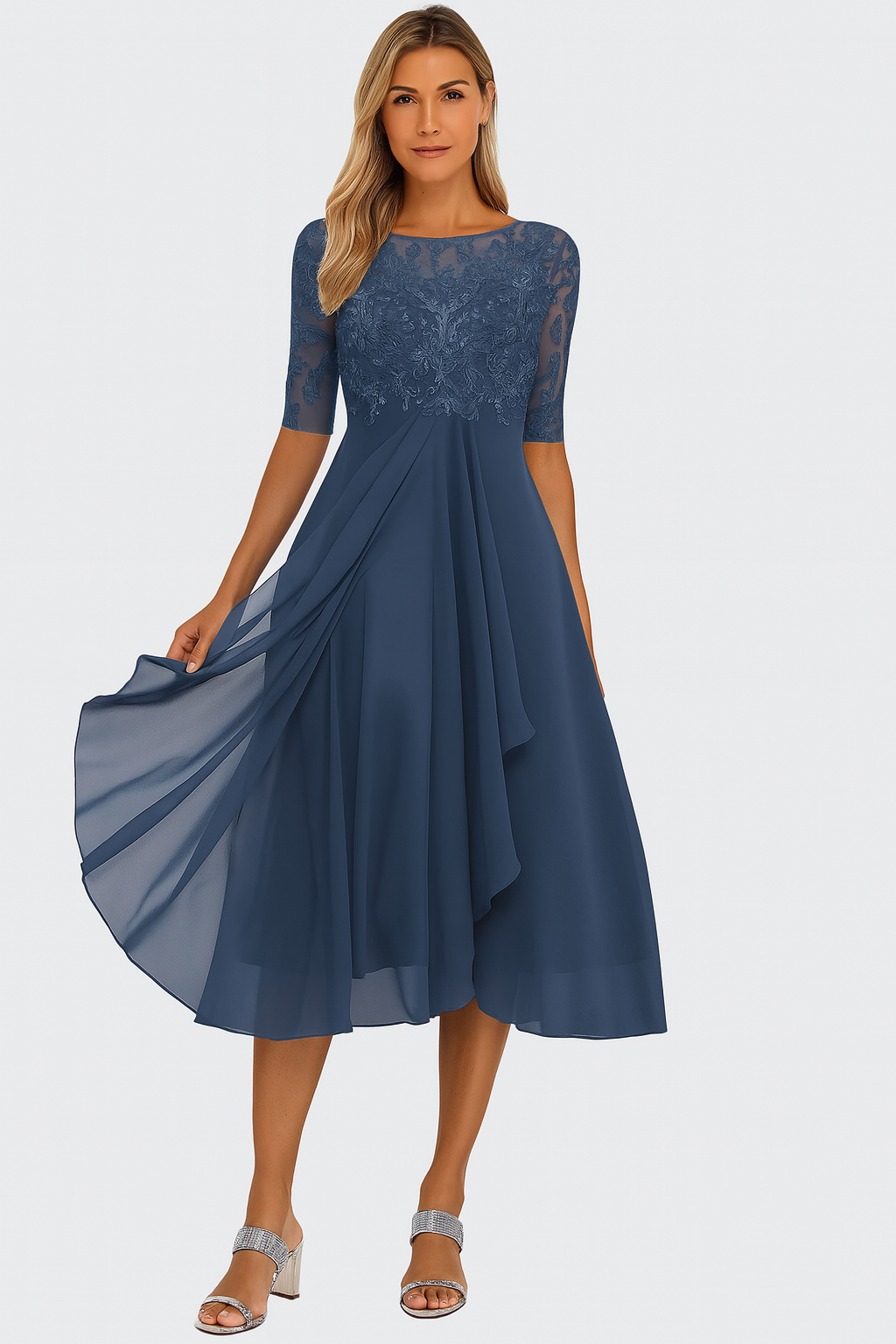 Ximena - Stylish Lace Dress for Women Knee Length