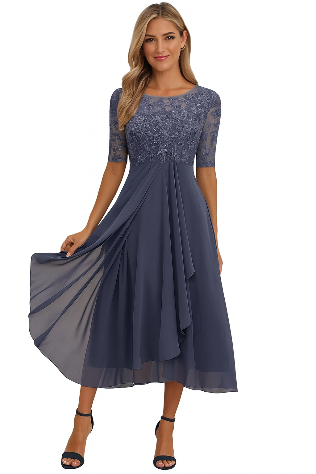 Ximena - Stylish Lace Dress for Women Knee Length