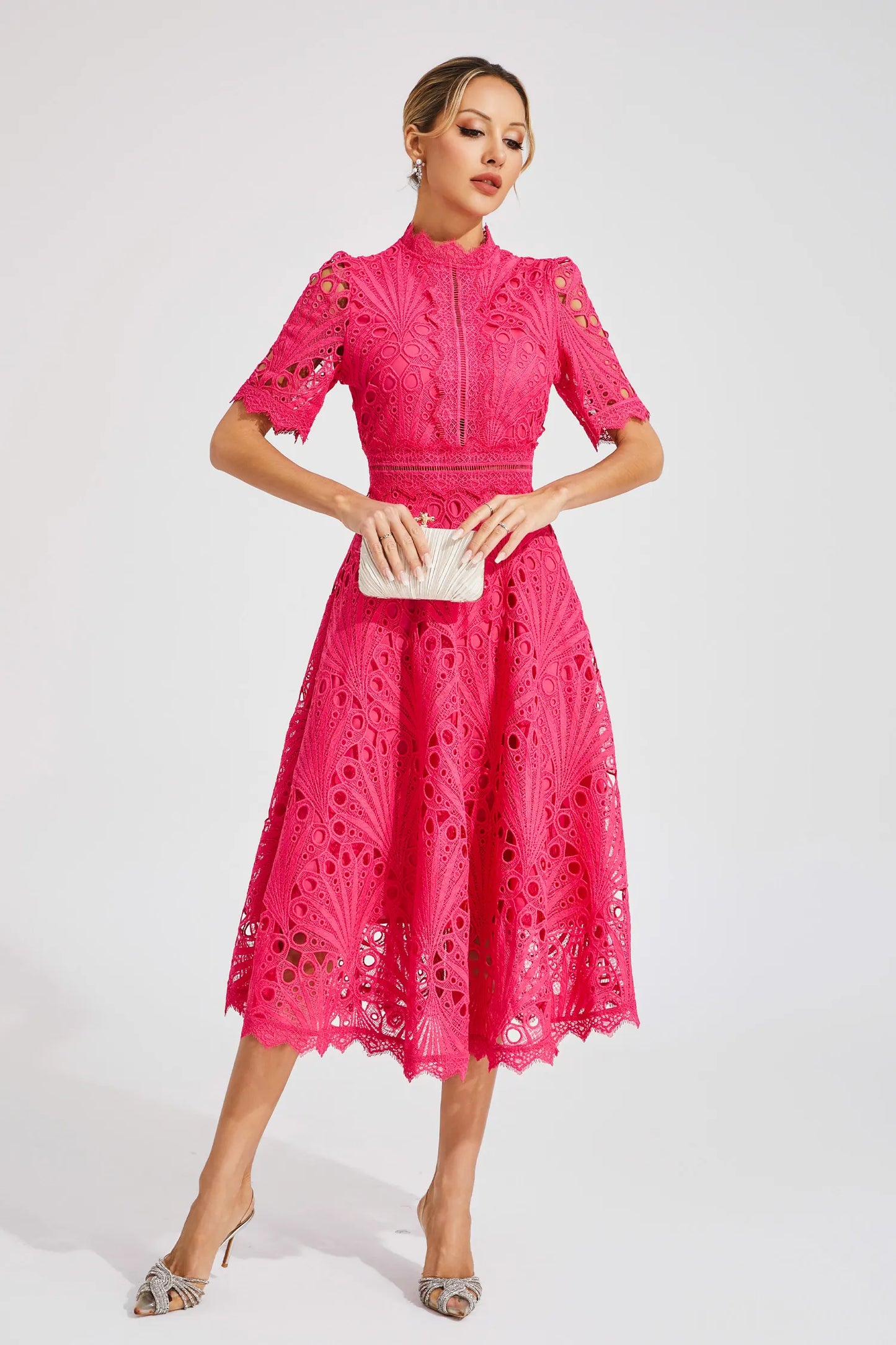 Pierre - Lace midi dress with elegance and refinement