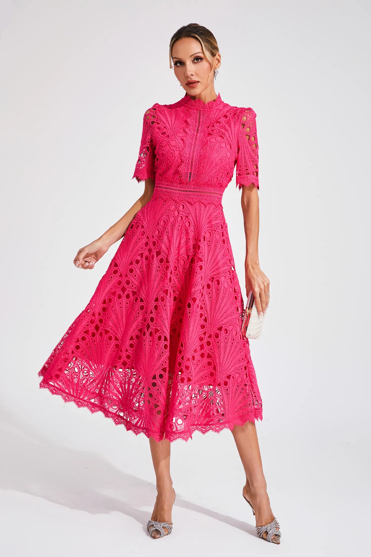 Pierre - Lace midi dress with elegance and refinement
