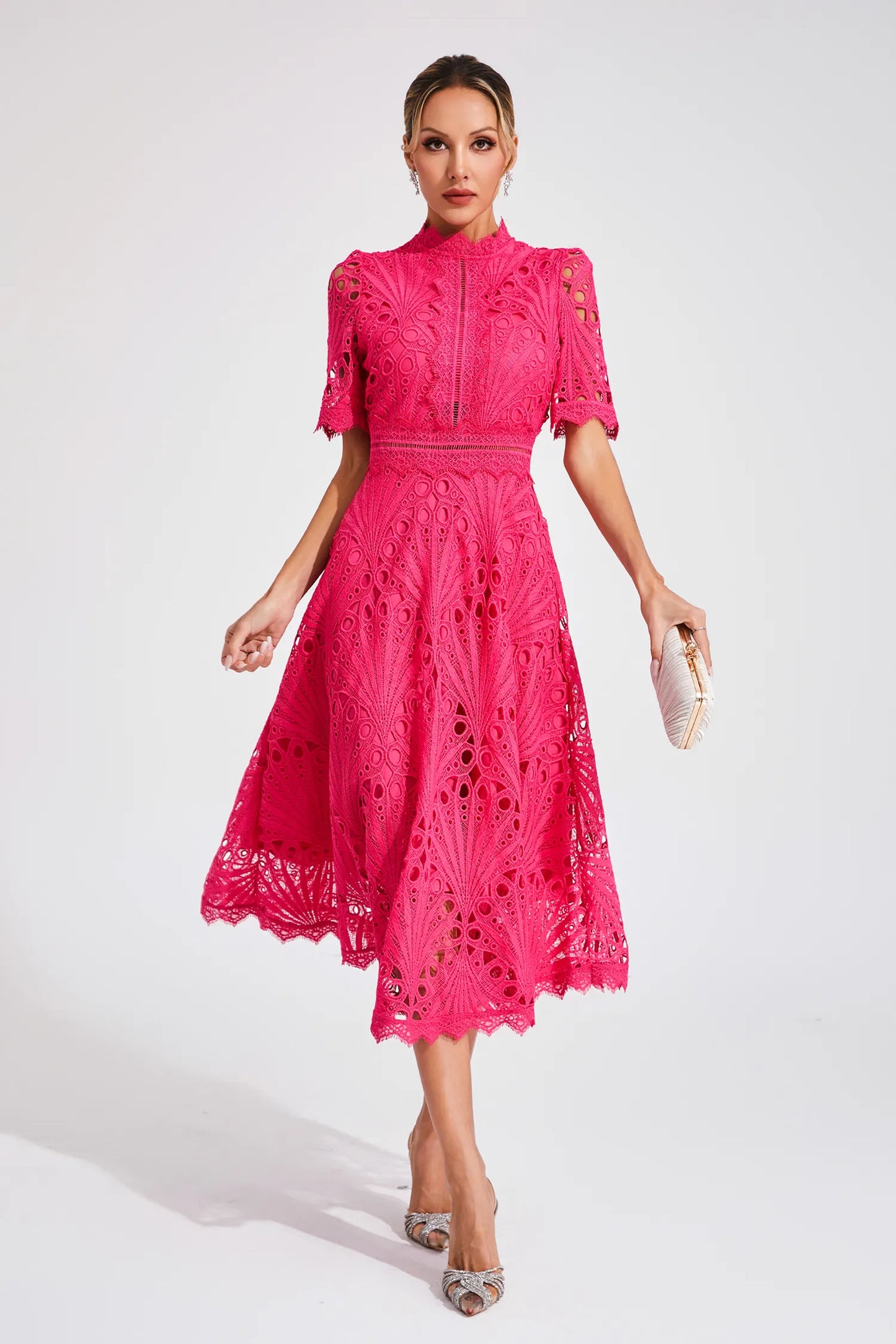 Pierre - Lace midi dress with elegance and refinement