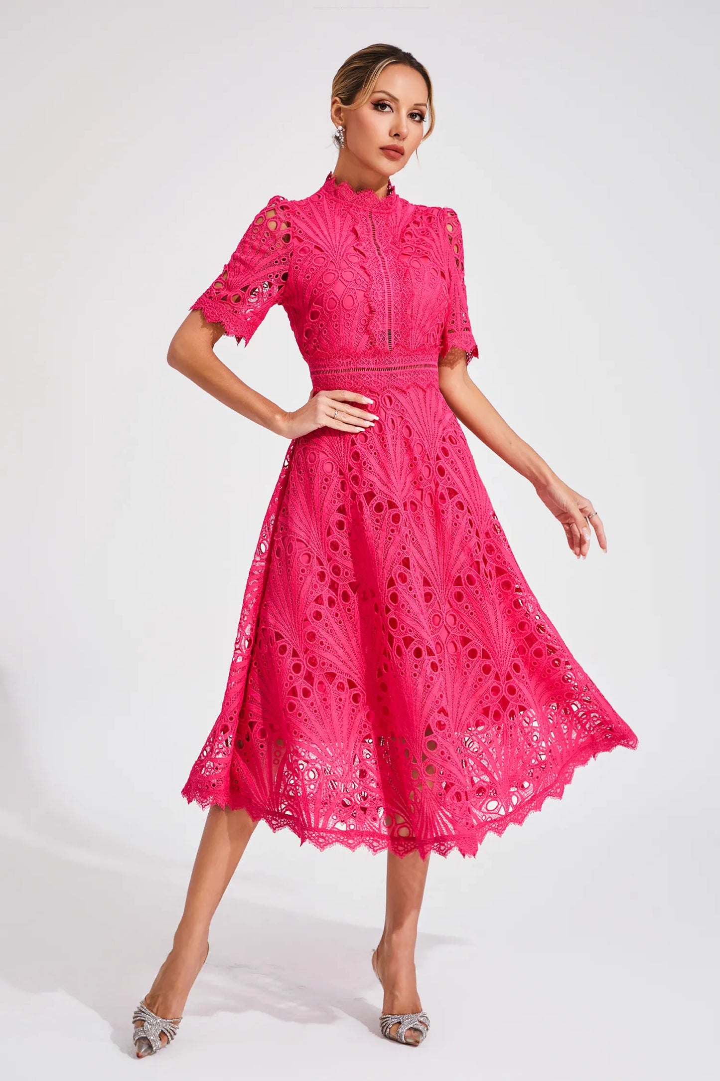 Pierre - Lace midi dress with elegance and refinement