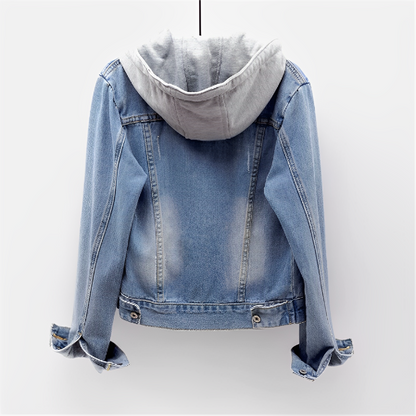 Adah - Long Denim Jacket with Detachable Hood