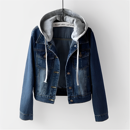 Adah - Long Denim Jacket with Detachable Hood