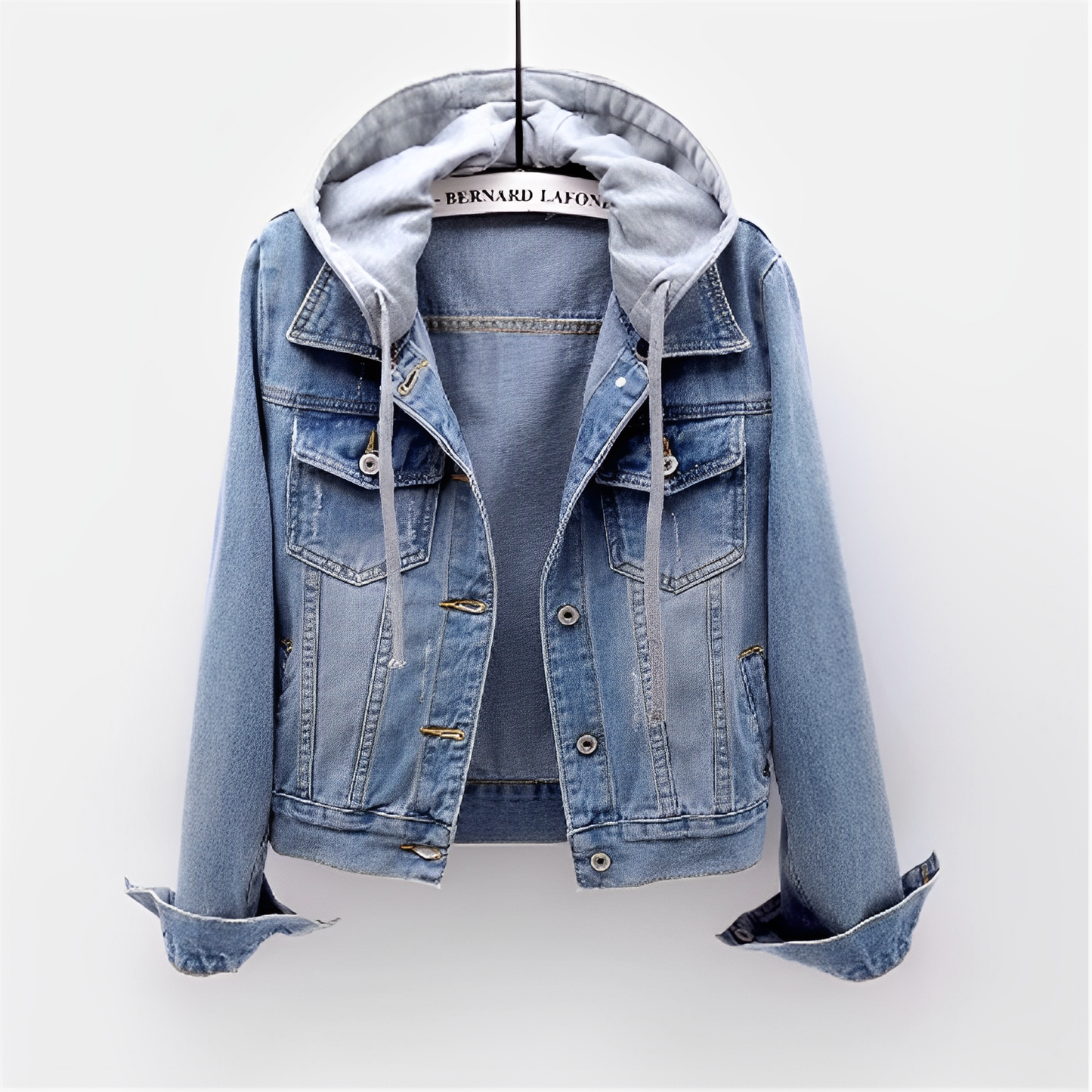 Adah - Long Denim Jacket with Detachable Hood