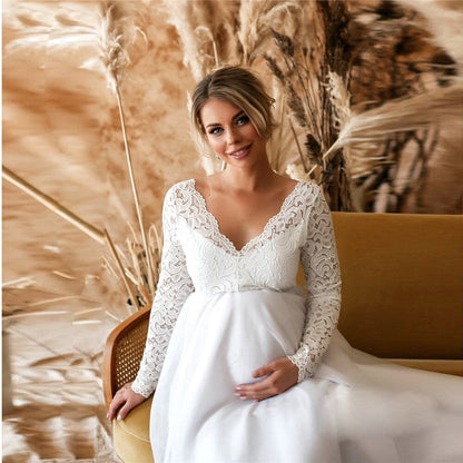 Ilaria - Long Maternity Dress from Lace