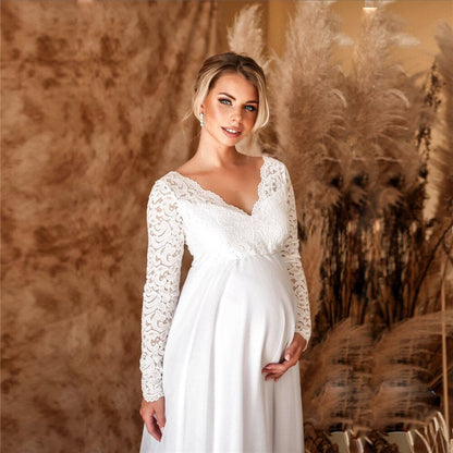 Ilaria - Long Maternity Dress from Lace