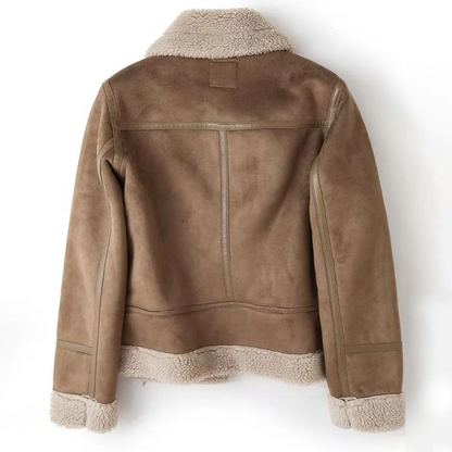 Macie – Leather Jacket with Sherpa Lining
