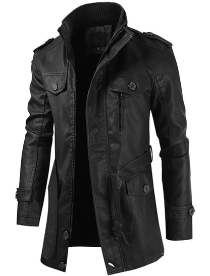 Uilleam - Men's Long Leather Jacket with a Personalized Touch