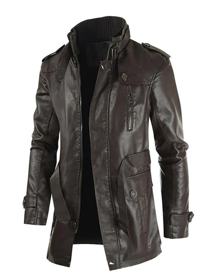 Uilleam - Men's Long Leather Jacket with a Personalized Touch