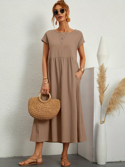 Camell - Dress with Round Neck