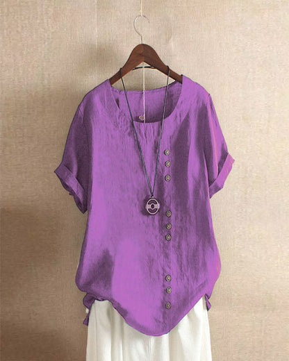 Julianny - Simple blouse with short sleeves and round neck