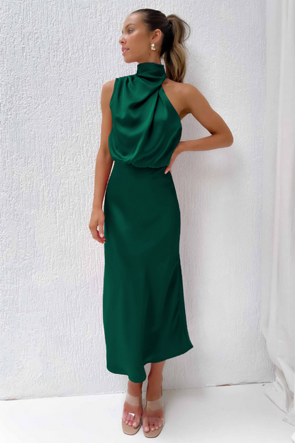 Elianna - Stylish Midi Dress with Asymmetric Neckline