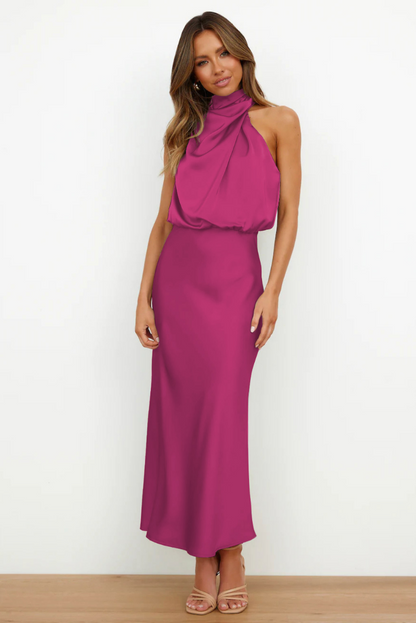 Elianna – Chic midi dress with uneven neckline