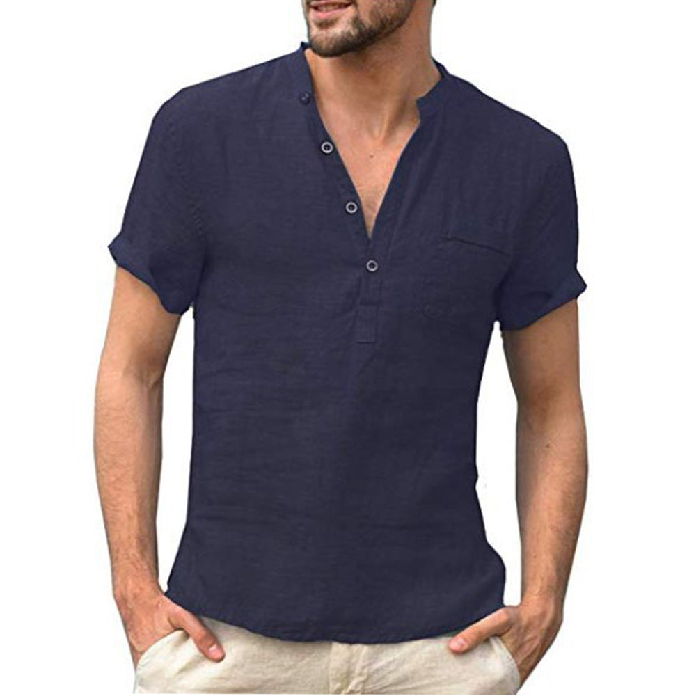 Korbin - Loose Short Sleeve Linen Shirt for Men