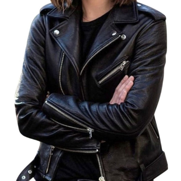 Waleria - Slimming line leather jacket