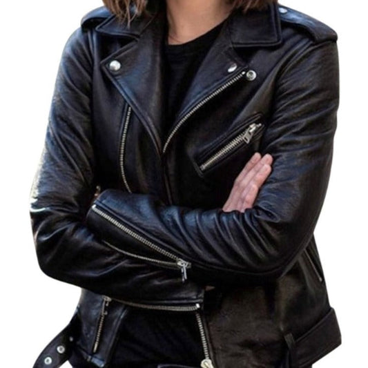 Waleria - Slimming line leather jacket