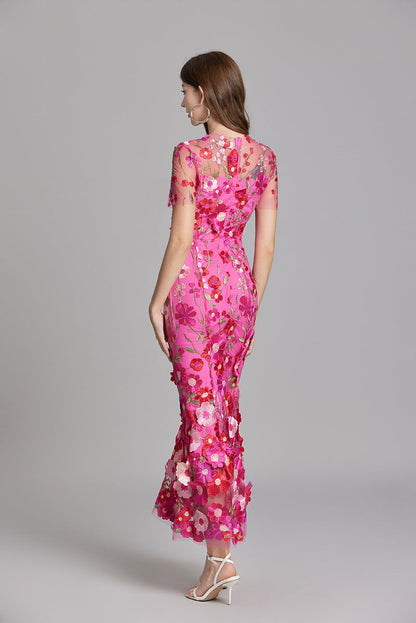 Andrea - Sheer maxi dress with delicate embroidery