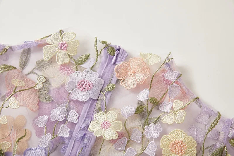 Andrea - Sheer maxi dress with delicate embroidery