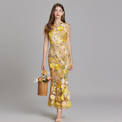 Andrea - Sheer maxi dress with delicate embroidery