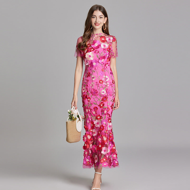 Andrea - Sheer maxi dress with delicate embroidery