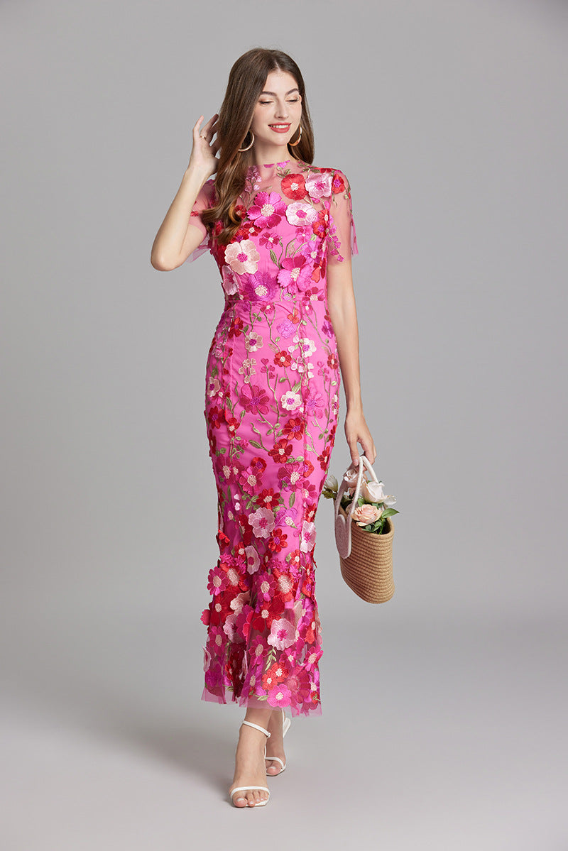 Andrea - Sheer maxi dress with delicate embroidery