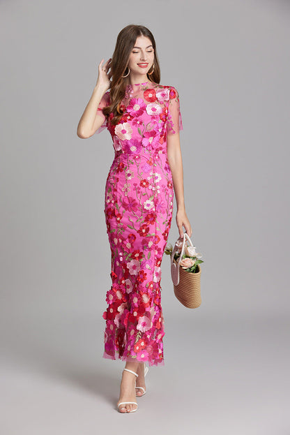 Andrea - Sheer maxi dress with delicate embroidery