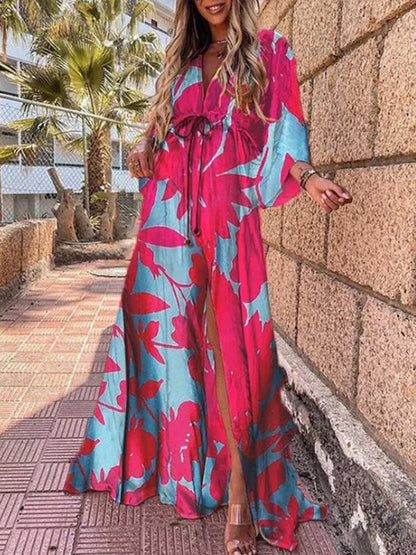 Romina - Flowing Maxi Dress with Belt at the Waist