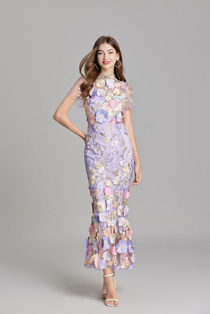 Andrea - Sheer maxi dress with delicate embroidery