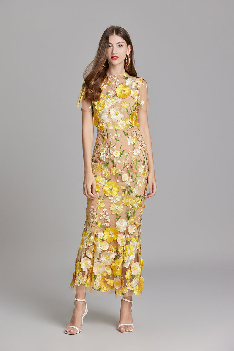Andrea - Sheer maxi dress with delicate embroidery