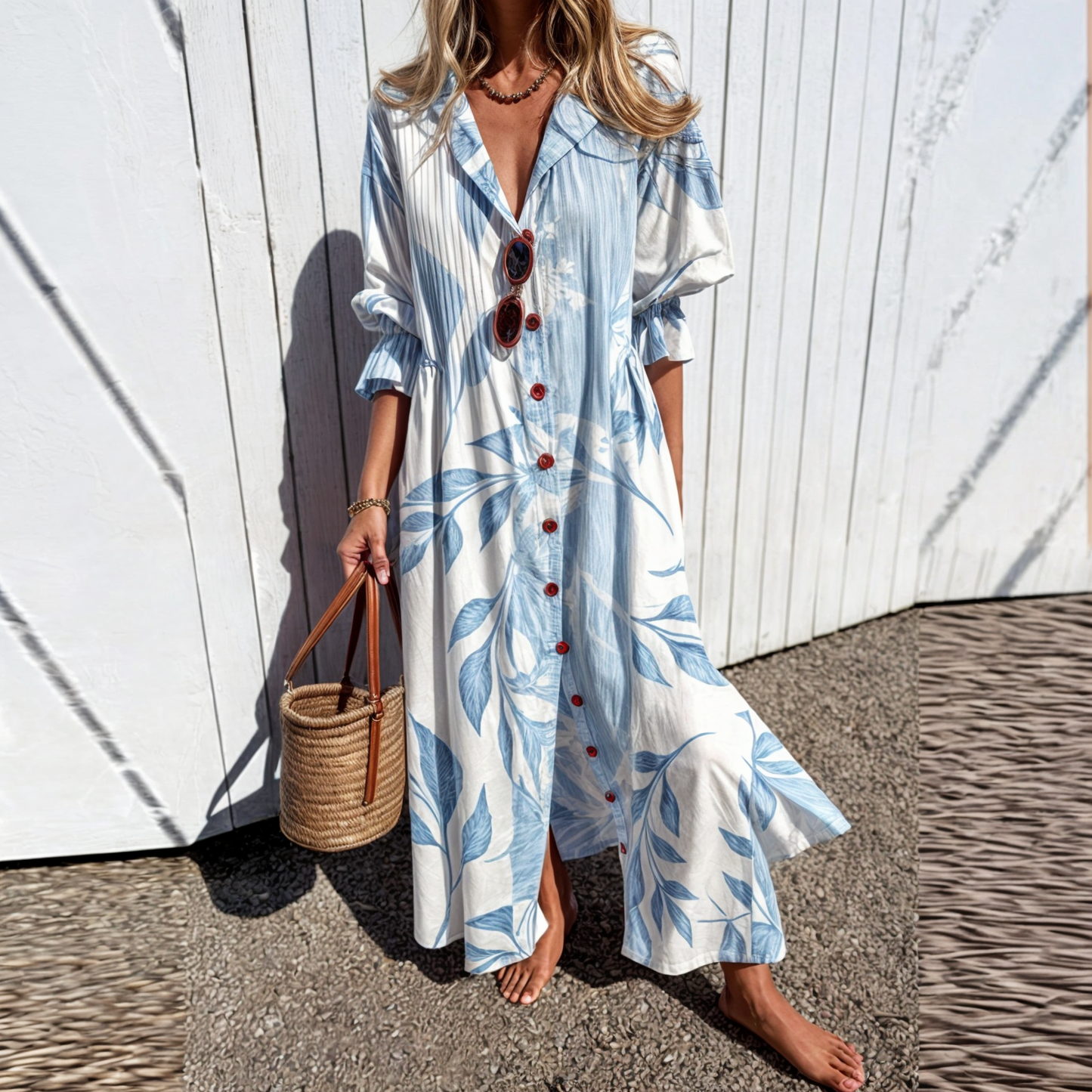 Noelia – Shirt Dress with Vivid Floral Pattern