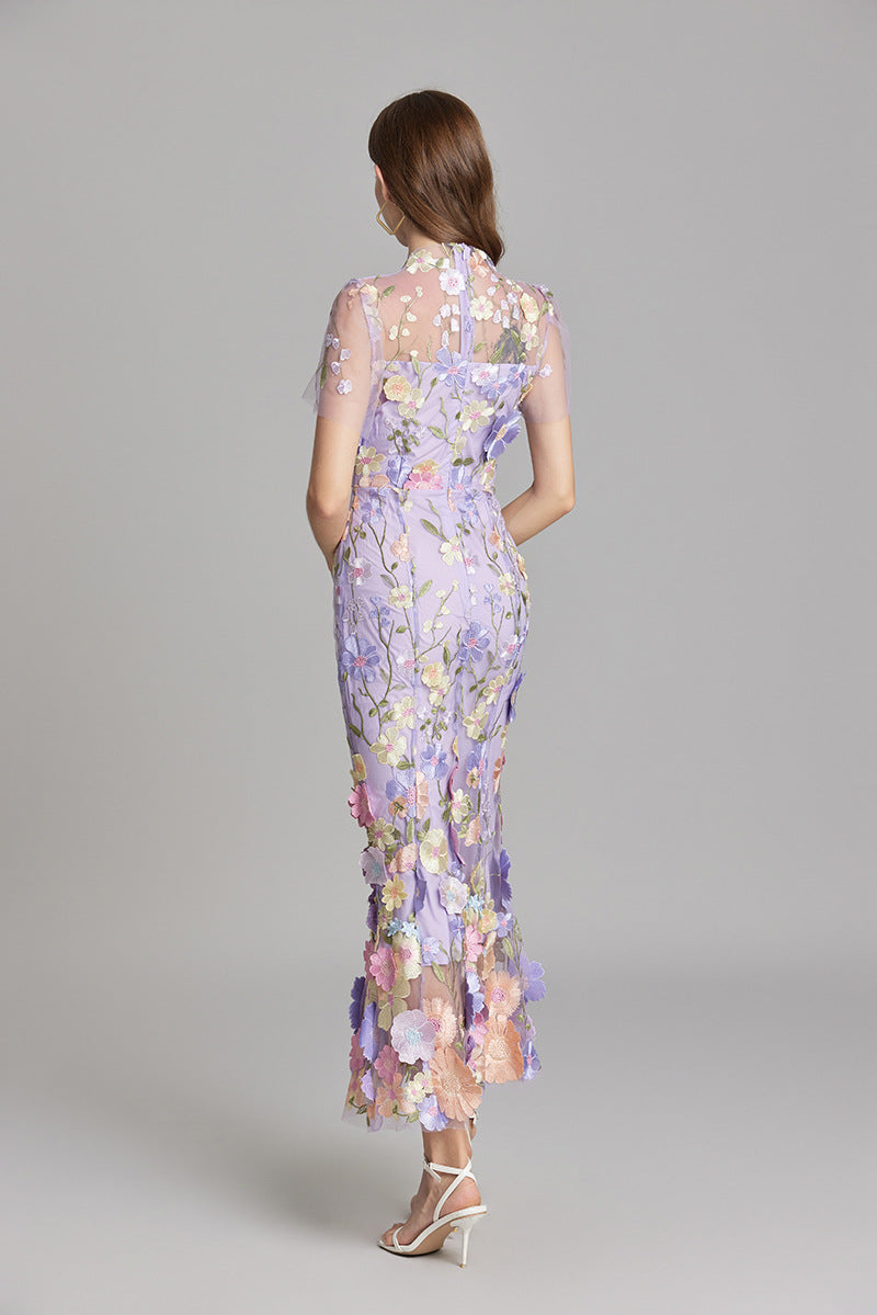 Andrea - Sheer maxi dress with delicate embroidery