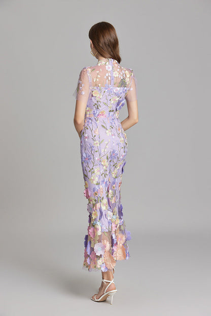 Andrea - Sheer maxi dress with delicate embroidery