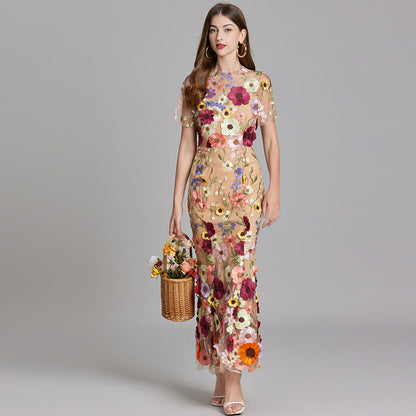 Andrea - Sheer maxi dress with delicate embroidery