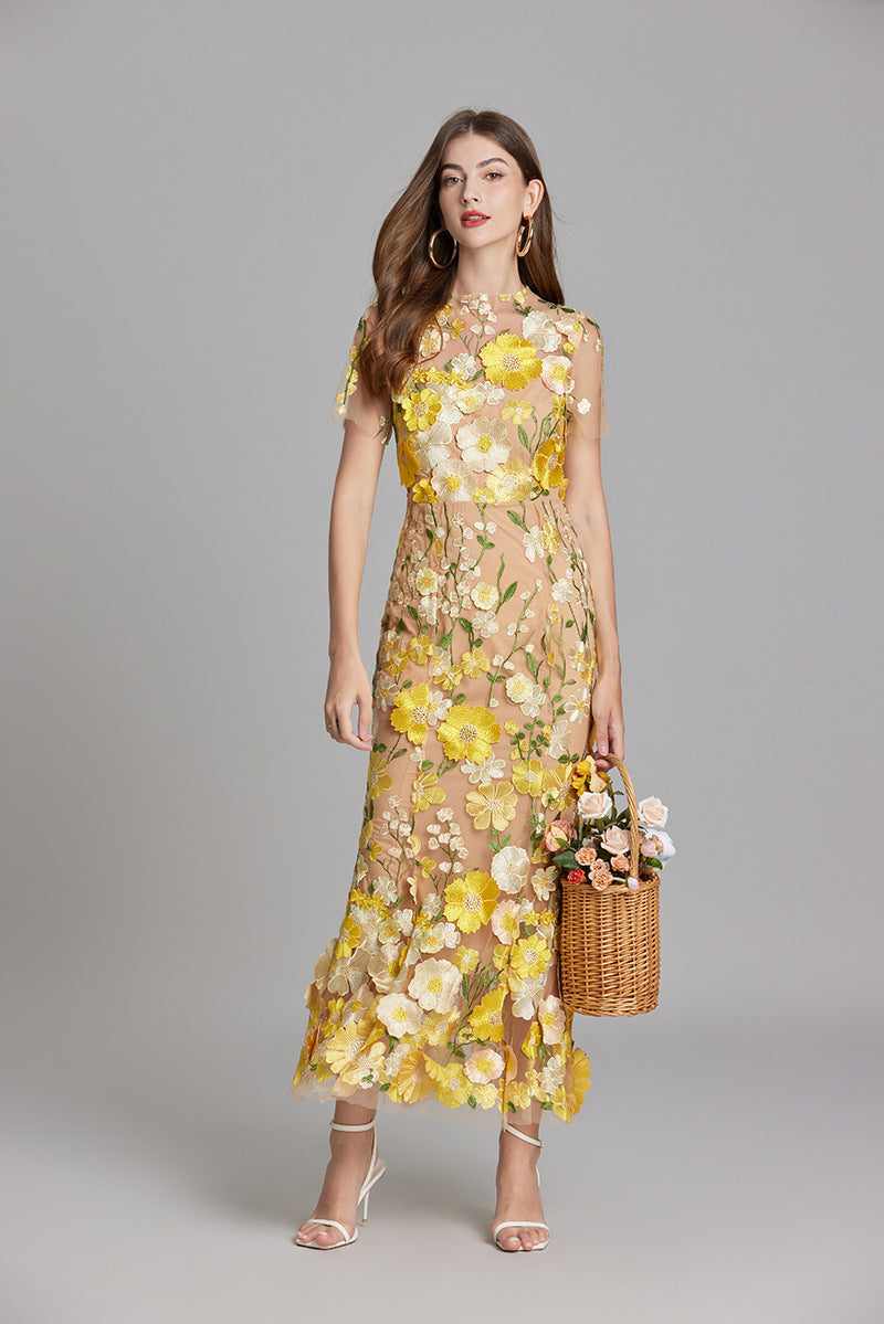 Andrea - Sheer maxi dress with delicate embroidery