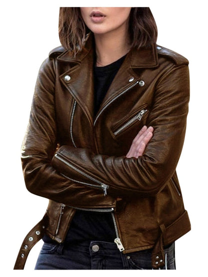 Waleria - Slimming line leather jacket