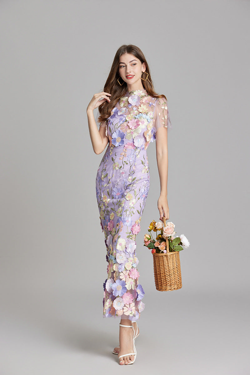 Andrea - Sheer maxi dress with delicate embroidery