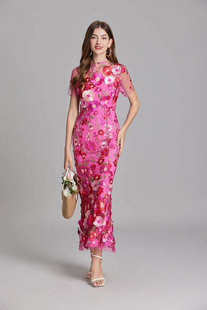 Andrea - Sheer maxi dress with delicate embroidery