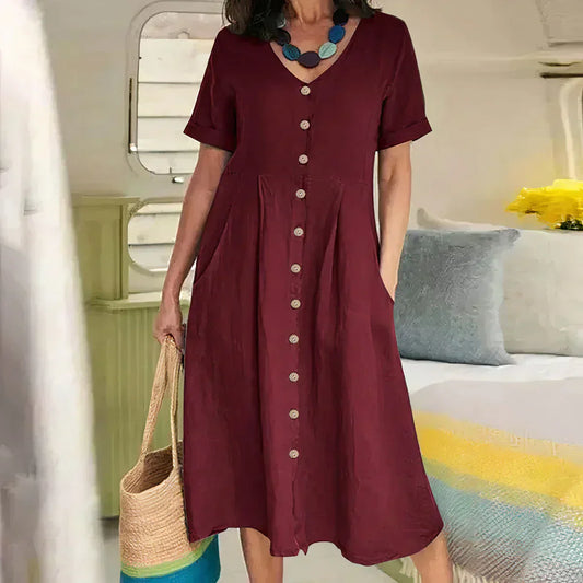 Quency - Stylish Women's Summer Linen Dress Light