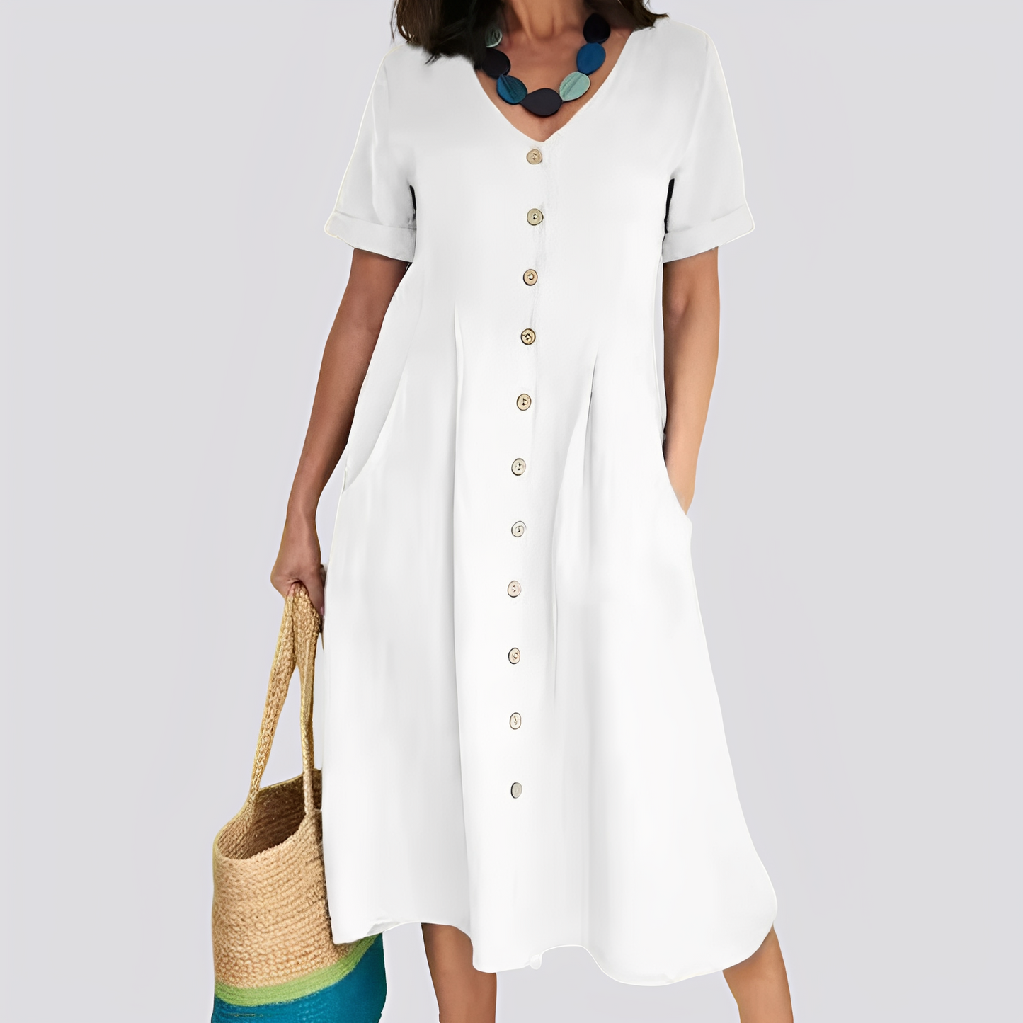 Sabrina - Casual, loose-fitting dress with high waist for women