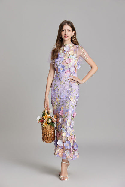 Andrea - Sheer maxi dress with delicate embroidery