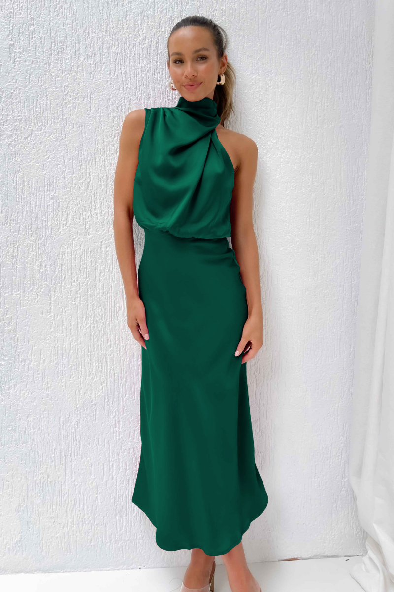Elianna - Stylish Midi Dress with Asymmetric Neckline